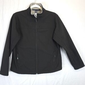 Devon‎ & Jones Black Soft Shell Jacket Women M Full Zip Fleece Lined Stretch
